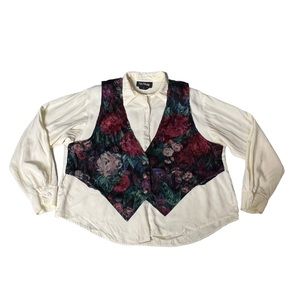 vintage 80s 90s Attached Vest Shirt